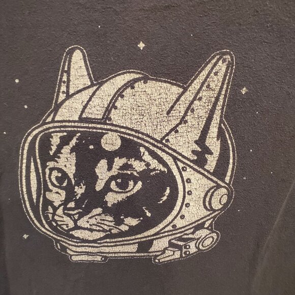 Preowned Tultex T-Shirt With Cat Astronaut Graphic Ring spun Cotton Large - Picture 5 of 5